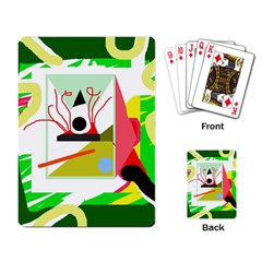 Green Abstract Artwork Playing Card by Valentinaart