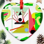 Green abstract artwork Heart Ornament (2 Sides) Front