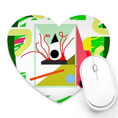 Green Abstract Artwork Heart Mousepads