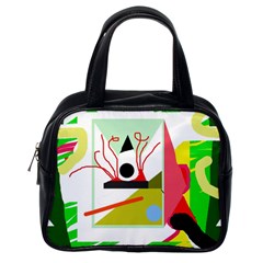 Green Abstract Artwork Classic Handbags (one Side)