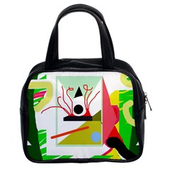 Green Abstract Artwork Classic Handbags (2 Sides) by Valentinaart