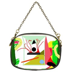 Green Abstract Artwork Chain Purses (two Sides) 