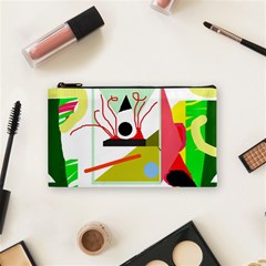 Green Abstract Artwork Cosmetic Bag (small) 