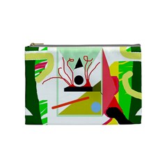 Green Abstract Artwork Cosmetic Bag (medium)  by Valentinaart