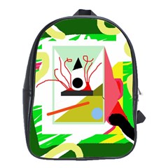 Green Abstract Artwork School Bags(large) 