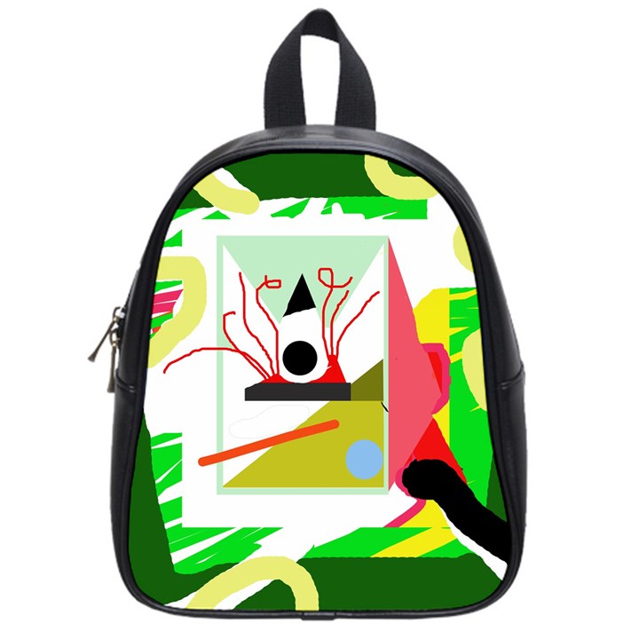 Green abstract artwork School Bags (Small) 