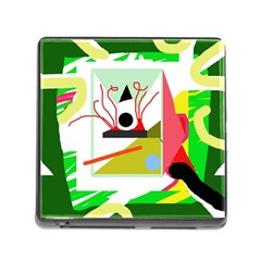 Green Abstract Artwork Memory Card Reader (square)