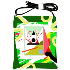 Green Abstract Artwork Shoulder Sling Bags