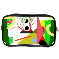 Green Abstract Artwork Toiletries Bags