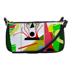 Green Abstract Artwork Shoulder Clutch Bags