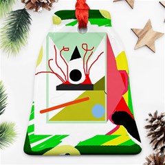 Green Abstract Artwork Bell Ornament (2 Sides)