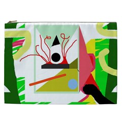 Green Abstract Artwork Cosmetic Bag (xxl) 