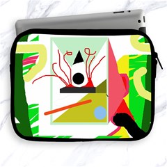 Green Abstract Artwork Apple Ipad 2/3/4 Zipper Cases