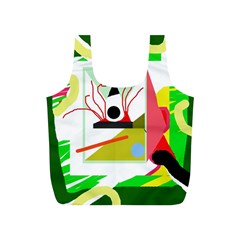 Green Abstract Artwork Full Print Recycle Bags (s) 