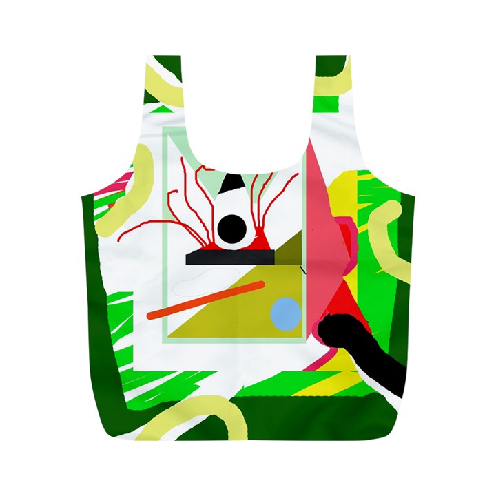 Green abstract artwork Full Print Recycle Bags (M) 