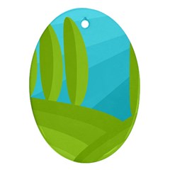 Green And Blue Landscape Ornament (oval) 