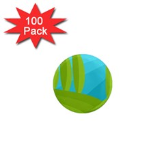 Green And Blue Landscape 1  Mini Magnets (100 Pack)  by Valentinaart