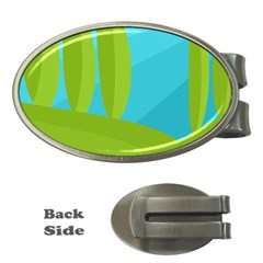 Green And Blue Landscape Money Clips (oval) 