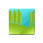 Green and blue landscape Square Magnet Front