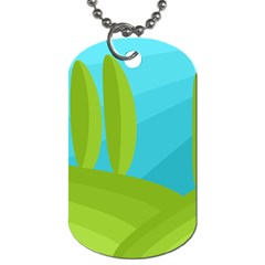 Green And Blue Landscape Dog Tag (two Sides)