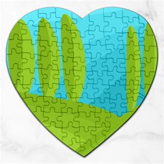 Green And Blue Landscape Jigsaw Puzzle (heart)