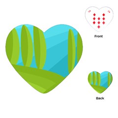 Green And Blue Landscape Playing Cards (heart) 