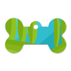 Green And Blue Landscape Dog Tag Bone (one Side)