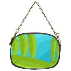 Green And Blue Landscape Chain Purses (one Side) 