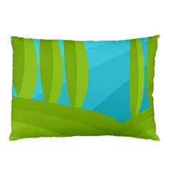 Green And Blue Landscape Pillow Case