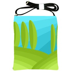 Green And Blue Landscape Shoulder Sling Bags