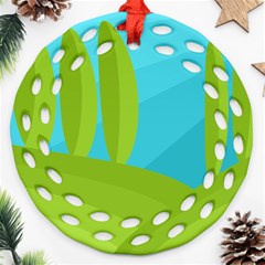 Green And Blue Landscape Ornament (round Filigree) 