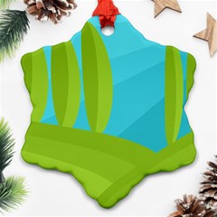 Green And Blue Landscape Ornament (snowflake) 