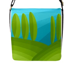 Green And Blue Landscape Flap Messenger Bag (l)  by Valentinaart