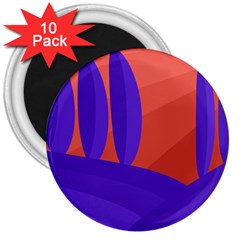 Purple And Orange Landscape 3  Magnets (10 Pack) 