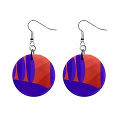 Purple And Orange Landscape Mini Button Earrings