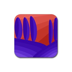 Purple And Orange Landscape Rubber Coaster (square) 