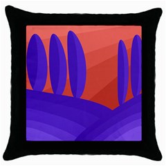 Purple And Orange Landscape Throw Pillow Case (black) by Valentinaart