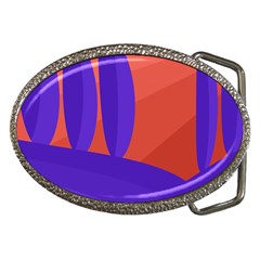 Purple And Orange Landscape Belt Buckles