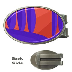 Purple And Orange Landscape Money Clips (oval) 