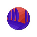 Purple and orange landscape Rubber Round Coaster (4 pack)  Front