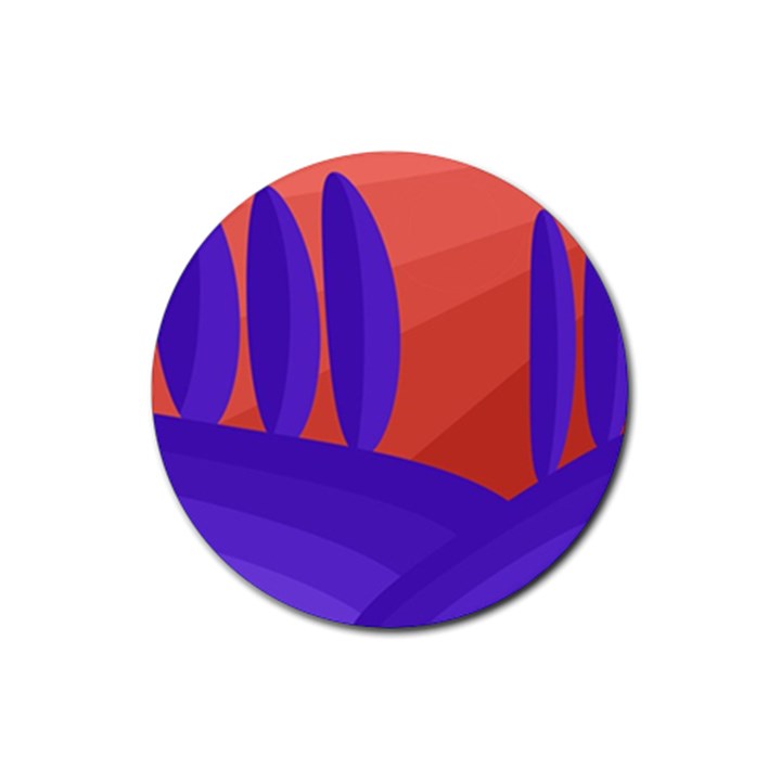 Purple and orange landscape Rubber Round Coaster (4 pack) 