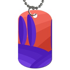 Purple And Orange Landscape Dog Tag (two Sides) by Valentinaart