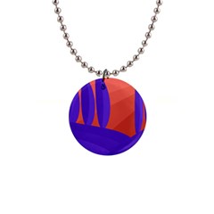 Purple And Orange Landscape Button Necklaces by Valentinaart