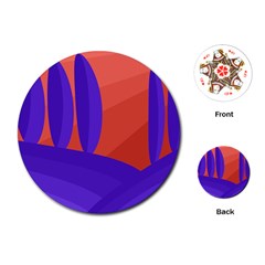 Purple And Orange Landscape Playing Cards (round) 