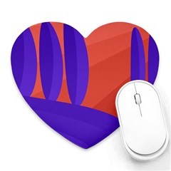 Purple And Orange Landscape Heart Mousepads