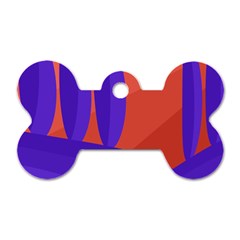 Purple And Orange Landscape Dog Tag Bone (two Sides)