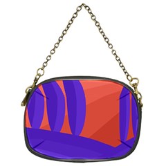 Purple And Orange Landscape Chain Purses (one Side) 