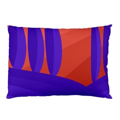 Purple And Orange Landscape Pillow Case by Valentinaart