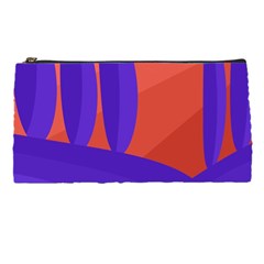 Purple And Orange Landscape Pencil Cases by Valentinaart