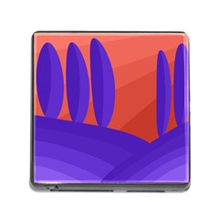 Purple And Orange Landscape Memory Card Reader (square) by Valentinaart